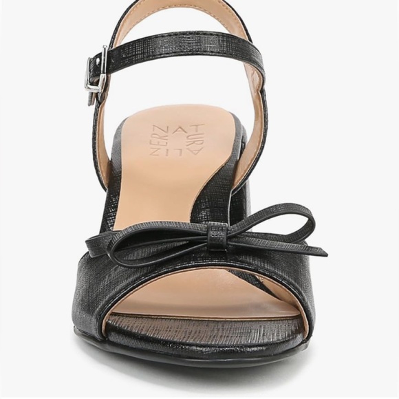 Naturalizer Deandra Black Bow Block Heeled Sandals 8 Wide - Picture 5 of 16